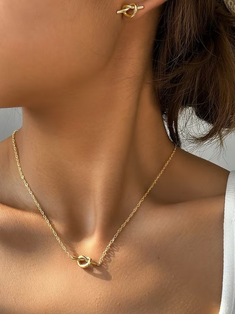 304 stainless Stainless Steel with 18k Gold Plated Gold Knot set